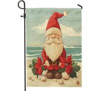 Nain de plage Merry Christmas en toile de jute verticale, 30,5 x 45,7 cm, double face pour extérieur, plage, Noël, petits drapeaux de pelouse, vacances, Nouvel An, décoration extérieure