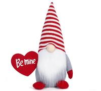Nain de Saint-Valentin en fibre de polyester 24 cm en peluche douce (bandes | Design de 32 cm de haut, fibre de polyester douce, pour un accent de cœur rouge, parfait pour un petit ami, une étagère