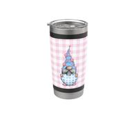 Nain de Saint-Valentin en forme de cœur vichy bleu Gobelet isotherme en acier inoxydable double paroi
