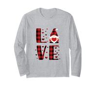 Nain de Saint-Valentin Tenant Un cœur Rouge à Carreaux de Buffle Manche Longue