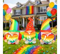 Nain gonflable arc-en-ciel Pride de 1,5 m, décorations arc-en-ciel gonflables pour le mois de la fierté, cour gonflable LGBT, 6 rayures classiques éclairées pour extérieur, jardin communautaire