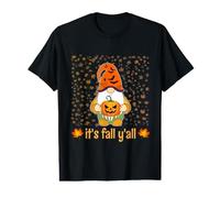 Nain Mignon et Amusant Tenant Une Citrouille d'automne C'est l'automne Y'all T-Shirt Graphique avec Valeur