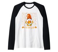 Nain Mignon et Amusant Tenant Une Feuille d'automne, C'est l'automne Y'all Manche Raglan