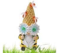 Nain solaire - Statues naines d'extérieur solaire - Sculpture de figurines de nains de jardin en forme d'abeille | Lumières LED en résine sculpture de jardin nain pour patio, porche, P