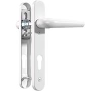 Nainova Hardware Ensemble de poignées de porte universelles en uPVC et composite 92 mm pz, distance entre les trous de vis 211 mm, longueur de la plaque 243 mm pour porte en UPVC (blanc, plaque courte