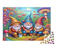 Nains de Conte Puzzle 1000 Pièces Papier pour Adultes Champignons Magiques Jeu de Puzzle 1000 Pièces Détente Famille Décoration Cadeau 52x38cm/1000pcs
