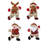 Nains de Noël en peluche, Père Noël, bonhomme de neige pour elfe, décoration à suspendre pour fenêtre de maison et arbre (A + B + C + D)