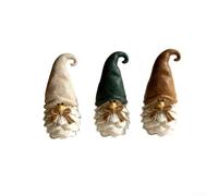 Nains de pin décoratifs d'automne avec détails en résine et chapeaux en tissu, adaptés pour l'automne et l'hiver