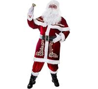 NAIQIALUO 7pcs Costume de père noël Ensemble de noël Grande Taille Costume de père noël en Velours de Luxe pour Hommes Adultes Adolescent Medium