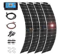 NAIQIALUO Kit Panneau Solaire 400W 600W 800W 1200W,Panneaux Solaires Souple,Solaires Monocrystalline Haute Efficacité ÉTanche,Avec ContrôLeur 40A,Pour Maison,Caravane,Bateau,4X200W