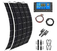 NAIQIALUO Kit Panneau Solaire 400W 600W 800W 1200W,Panneaux Solaires Souple,Solaires Monocrystalline Haute Efficacité ÉTanche,Avec ContrôLeur 40A,Pour Maison,Caravane,Bateau,2X400W