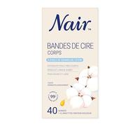 NAIR - Cire froide Corps - A l’Huile de graines de Coton - Formule 99% origine naturelle - Peau douce et lisse x 40 bandes