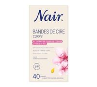 NAIR - Bandes de Cire Corps aux Extraits de Fleur de Cerisier & d'Huile de Riz, 40 Bandes + 4 soins "Finition Douceur"