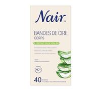 NAIR - Bandes De Cire Froide Corps, Spéciales Peaux Sèches, A l'Extrait d'Aloe Vera Bio, 97% d'Origine Naturelle, NaturAdvanced Technology, 40 Bandes