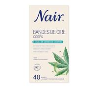NAIR - Bandes de Cire Froide Maillot & Aisselles, à l'Extrait d'huile de Chanvre, 97% d'Origine Naturelle, NaturAdvanced Technology, 16 Bandes