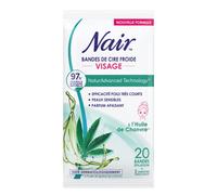 NAIR - Bandes de Cire Froide Visage, à l'Extrait d'huile de Chanvre, 97% d'Origine Naturelle, NaturAdvanced Technology , 20 Bandes