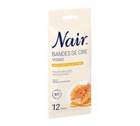 NAIR - Bandes de Cire Froide Visage Douceur Peau Sensible, Élimination Durable au Lait & Miel (12 bandes) - Le Lot De 3