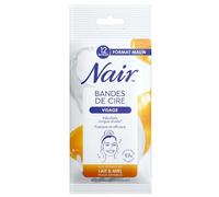 NAIR - Bandes De Cire Froide Visage, Peaux Sensibles, à l'Extrait de Lait & Miel, 97% d'Origine Naturelle, Format Malin 12 Bandes