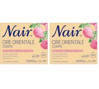 Nair Cire aux sucre méthode orientale - Kit d'épilation pour femmes, enrichie en extrait de rose. Le kit comprend un pot de 250 ml, 14 bandes en tissu réutilisables et une spatule en bois. (Lot de 2)