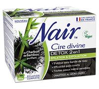 NAIR - Cire Divine Detox 2-en-1 Spécial Corps, Épile & Exfolie la Peau, à l'Extrait de Charbon de Bambou, Se Retire Sans Bandes, Pot de 380g + 2 Lingettes "Finition Parfaite"