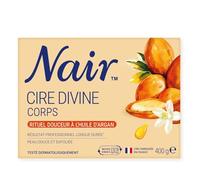 NAIR - Cire Rituel Douceur aux Huiles d'Argan & d'Onagre, spécial Peaux Sèches & Sensibles, Se Retire Sans Bandes, Pot de 400g + 2 Lingettes "Finition Parfaite"