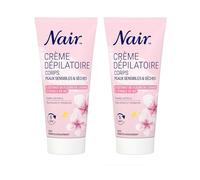 NAIR - Crème Dépilatoire Corps - Peaux Sèches & Sensibles, aux Extraits de Fleur de Cerisier & d'Huile de Riz - Lot de 2 tubes de 200ml et spatule