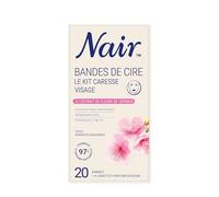 Nair – Kit bandes visage – Extrait de fleurs de cerisier – Peaux sensibles – 20 bandes, 4 soins
