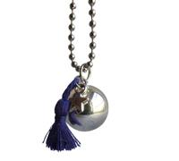 Naïris bijoux Bola de Grossesse en argent avec chaine. Bola lisse avec pompon bleu marine violet et étoile argentée. Modèle Bethara