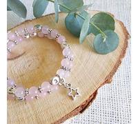 Naïris bijoux Bracelet d'allaitement en pierres Quartz rose - permet de noter l'heure de la dernière tétée ou dernier biberon - Modèle Elok