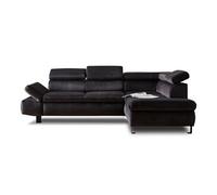 Nairobi - Canapé d'angle convertible - en velours - 5 places - avec têtières - Droit- Gris