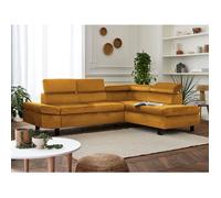 Nairobi - Canapé d'angle convertible - en velours - 5 places - avec têtières - Droit