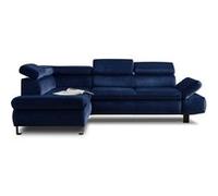 Lisa Design Nairobi - Canapé d'angle Convertible - en Velours - 5 Places - avec têtières - Gauche