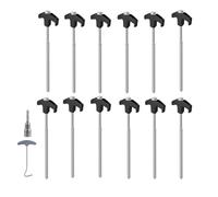 Naisfei Lot de 12 piquets de tente en acier, robustes et résistants aux tempêtes pour le camping, piquets à vis, longs 25 cm, piquets robustes avec filetage (noir + argent)