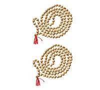 Naisha Lot de 2 perles Mala Japa Mala - Lièvre Rama - Krishna Tulsi - Basilic sacré - 108 + 1 - Original pour le mantra du quotidien - Taille des perles : 6/7 mm, Bois, Rudraksha