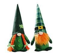 Naisicatar 2pcs St Patrick Day GNOME Decoration Leprechaun Les Ornements Nains Elfes suédois Set Ornement de Nain de trèfle Vert pour Le décor de la Saint-Patrick