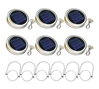 Naisicatar 6pcs Solar Mason Jar Light 20 LEDs LEDs PROSIBLE LANTER Lamp 2M String LUMES Grande LIDS JAR FEURFLY LUMÉRES pour Les LUBRES DE Jardin Patio (lumière Chaude)