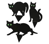 Naisicatar Black Metal Garden Effrayant Chat, Chat Silhouette Gardening Cat avec des Yeux en marbre Contrôle des Souris inoffensives DÉCORD DE DÉTERRENNE 3PCS