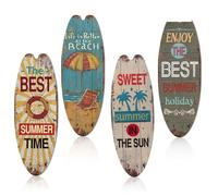Naisicatar Décor hawaïen, décoration de planche de surf 4pcs / set d'été suspendu bois déchiré décorative de surf décor hawaïen décor pour la maison, café, bar, fête