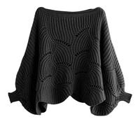 Naisicatar Écharpe de Pull avec Manches Femmes châle tricotée Poncho Pull en Vigueur à Manches de Chauve-Souris