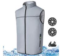 Naisicatar Gilet de refroidissement pour les hommes, gilet de refroidissement avec 2 ventilateurs USB 3 vitesses veste climatisée Veste respirante Protection solo