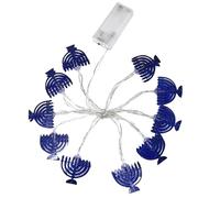Naisicatar Hanoukah Window Lights Blue Hanukka Decorations 10 pi 20 LED Batterie à LED Fencture Hanoukka Mur Menorah décorations pour la maison de table de vacances juifs, neuf chandeliers