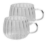 Naisicatar Tasses en Verre Tasses de Citrouille 2pcs Tasses à café en Verre avec poignée Verticale Stripe Pumpkin Tasse de thé à thé Simple Tasse de Soupe pour café au thé