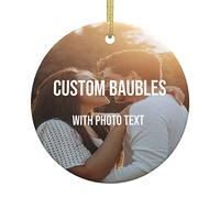 Naispanda Boule en Céramique Personnalisée pour Décoration d'Arbre de Noël - Pendentif avec Nom pour Ornement de Famille