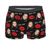 Naispanda Boxer Personnalisé pour Homme avec Photo De Visage Amusant pour Petite Amie Et Femme Caleçon Personnalisée pour Homme Saint Valentin Anniversaire Cadeau Men's Boxer Briefs