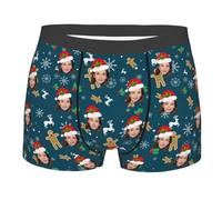Naispanda Caleçon Personnalisé Homme avec Photo Texte Visage, Caleçon Personnalisé Homme Boxer Personnalisable Cadeau pour la Saint-Valentin Anniversaire, L