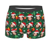Naispanda Caleçon Personnalise pour Homme, Caleçon personnalisé Visage Homme avec Texte Photo Visage, Noël personnalisé pour Cadeau d'anniversaire, XL