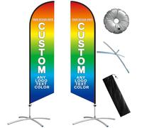 Naispanda Drapeau en Plumes Personnalisé avec Kit de Poteau et Support en fer, Panneau de Magasin Personnalisé, Drapeau en Plumes pour Bannière de Promotion Publicitaire Commerciale - 2,8 m