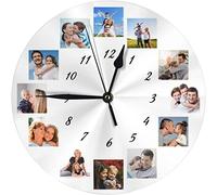 Naispanda Horloge Personnalisée avec Photo et Texte - Murale Personnalisable 20cm - Cadeau pour Famille, Anniversaire, Mariage, Saint-Valentin, Noël, Nouvel An