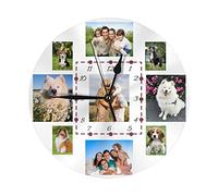 Naispanda Horloge Personnalisée avec Photo et Texte - Murale Personnalisable 25cm - Cadeau pour Famille, Anniversaire, Mariage, Saint-Valentin, Noël, Nouvel An