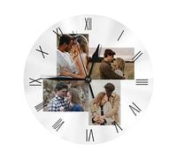 Naispanda Horloge Personnalisée avec Photo et Texte - Murale Personnalisable 25cm - Cadeau pour Famille, Anniversaire, Mariage, Saint-Valentin, Noël, Nouvel An